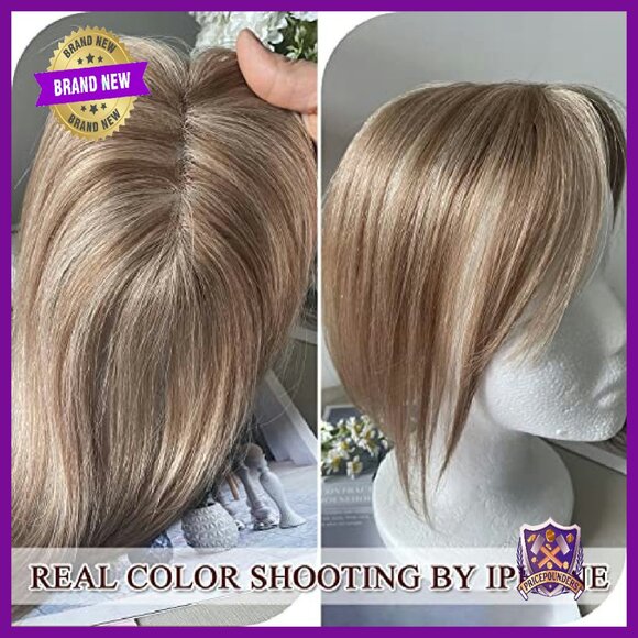 Real Human Hair Clip-in Topper with Bangs for Volume & Length - Picture 4 of 6